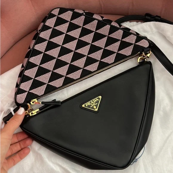 Prada symbole leather and fabric mini bag Clearance